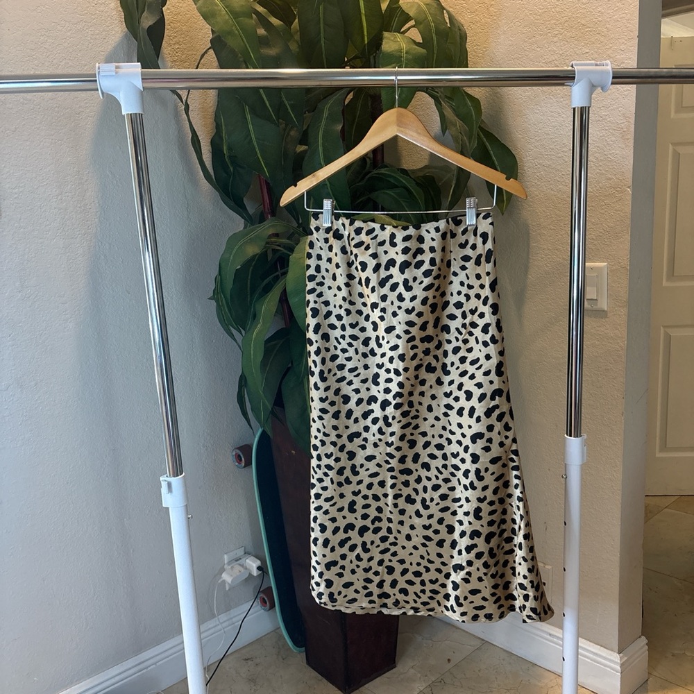 Black and White Asymmetrical A-Line Midi Skirt